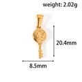 24k gold-plated stainless steel Saint Benedict key pendant necklace charm, 20.4x8.5mm - Gold Style (PN87)