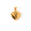 Pendente a cuore in oro lucido con dettaglio lettera X su sfondo bianco puro - Lettera X - Oro