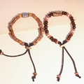 Braccialetti etnici in perline di ceramica e legno con cordino regolabile e scritte - MU01