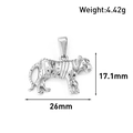 Tiger animal pendant in silver stainless steel with detailed black stripe patterns - Tiger Style (BT01) / Steel