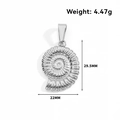 Polished silver stainless steel nautilus pendant with spiral texture for beach necklace - Nautilus (DY01) / Steel