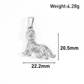Silver-colored tiger-shaped pendant in a leaping pose with detailed fur textures - Leaping Tiger Style (BT02) / Steel