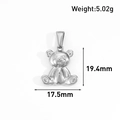 Silver bear animal pendant charm with 5.02g weight and 19.4mm height dimensions - Sitting Bear Style (BT03) / Steel