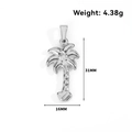Polished silver palm tree pendant necklace 31mm, minimalist stainless steel beach jewelry - Palm Tree (DY03) / Steel