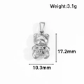 3.1g silver stainless steel teddy bear animal pendant with bow tie charm - Bowknot Bear Style (BT05) / Steel