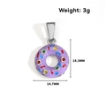 Colgante de dona púrpura de acero inoxidable con virutas de colores para collares - Rosquilla Morada - Color Acero