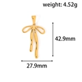 Detailed view of 24k gold plated bow pendant showing 42.9mm height and 4.52g weight - DHJ01 Style / Gold