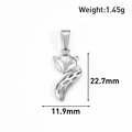 Silver hollow fox pendant in stainless steel showing weight 1.45g and height 22.7mm - Fox Style (BT06) / Steel