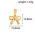 Detail of 24k gold bow pendant with dimensions 15.4mm x 12.8mm on white background - DHJ03 Style / Gold