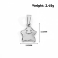 Polished stainless steel star necklace pendant with minimalist smile face engraving - Star (DY05) / Steel
