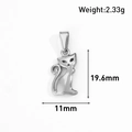 Silver stainless steel cat pendant animal charm with polished finish 19.6mm - Sitting Cat Style (BT07) / Steel