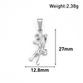 Silver leopard animal pendant with dimensions 27mm x 12.8mm and 2.38g weight - Leopard Style (BT08) / Steel