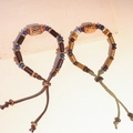 Bracciale etnico in ceramica con caratteri oracolari e perline colorate stile vintage - MU09