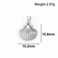 Silver shell-shaped stainless steel pendant with radial texture and ring top - Shell Style (BT09) / Steel