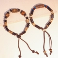 Set di braccialetti etnici in ceramica con cordino marrone e chiusura regolabile - MU10