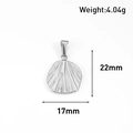 Silver shell-shaped stainless steel pendant, 22mm x 17mm, with detailed texture - Shell Style (AT01-Silver)