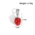 Colgante de fresa roja en acero inoxidable esmaltado con dimensiones detalladas - Fresa - Color Acero