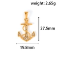 Gouden anker hanger met strass en touwdetail, maat 27,5 mm bij 19,8 mm - Anker Stijl (NY02) / Goud