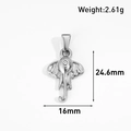 Silver elephant pendant made of stainless steel with detailed animal shape engraving - Elephant Head Style (AT03-Silver)