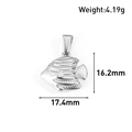Silver tropical angelfish pendant in stainless steel with textured stripes, weight 4.19g - Tropical Fish Style (AT04-Silver)