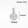 Silver stainless steel snake coin pendant with sunburst texture and 2.81g weight - Snake Coin Style (AT06-Silver)