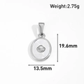 Silver shell charm pendant with white mother of pearl inlay and detailed dimensions - Mother of Pearl Coin Style (AT07-Silver)