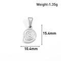 Silver stainless steel snail shell pendant with spiral design measuring 15.4mm by 10.4mm - Snail Shell Style (AT08-Silver)