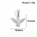 Flying bird pendant in 24k gold plated stainless steel with detailed feather texture - Bird Style (AT09-Silver)
