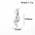 Silver stainless steel parrot pendant with sparkling zircons and dimensions 19.8x7.4mm - Parrot Style (AT10-Silver)