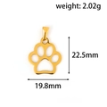 Gouden pootafdruk hanger afmetingen 22,5x19,8mm met gewicht 2,02g en detail van oog - Kattenklauw - Goud