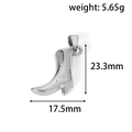 Polished silver stainless steel cowboy boot pendant with 23.3mm height and 5.65g weight - Steel Color (C01)