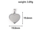 Ciondolo a cuore in acciaio lucido con dimensioni di 19,8 mm di larghezza e peso 3,09g - Cuore - Argento