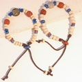 Bracciale etnico in ceramica con perline stile ossa oracolari e cordino regolabile - MU19