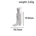 Silver cowboy boot pendant in stainless steel with intricate floral engraving - Steel Color (C02)