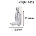 Silver cowboy boot charm pendant in stainless steel, size 21.7mm by 13.4mm, 3.49g weight - Steel Color (C03)