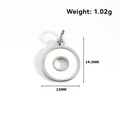 Pendentif minimaliste en acier inoxydable 12mm avec insert en nacre pour colliers - Style Anneau Creux (CTS02) / Argent