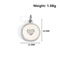 Pendentif rond minimaliste en nacre avec cœur de 14,3 mm pour bijoux - Style Rond Cœur (CTS03) / Argent