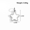 Pendentif étoile en acier inoxydable doré 24k avec nacre blanche, 13,9 mm par 11,5 mm - Style Étoile à Cinq Branches (CTS04) / Argent