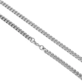 Polished silver stainless steel Cuban link necklace with secure lobster clasp for unisex - 5mmx45cm / Steel