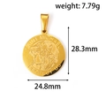 Detail van gouden Sint-Michiel hanger met details over 24,8 mm diameter en 7,79 g gewicht - Groot Goud (QG01)
