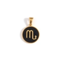 18k gold plated stainless steel Scorpio constellation pendant with black enamel finish - Scorpio-Gold (KOX01)