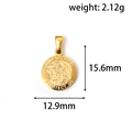 Detailweergave van gouden Sint-Michiel hanger van roestvrij staal met afmetingen - Klein Goud (QG03)