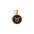 18k gold plated stainless steel Taurus zodiac pendant with black enamel finish - Taurus-Gold (KOX02)