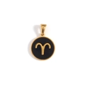 Aries zodiac pendant in 18k gold plated stainless steel with black enamel finish - Aries-Gold (KOX04)
