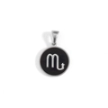 Silver Scorpio zodiac pendant with black enamel finish on stainless steel base - Scorpio-Silver (KOX01)