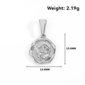 Silver stainless steel rose relief charm pendant with dimensions 15.6mm by 13.8mm - Rose Relief (DN01) / Steel