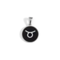 Silver Taurus zodiac pendant with black enamel finish for necklaces and bracelets - Taurus-Silver (KOX02)