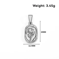 Vintage silver rose oval pendant charm in stainless steel measuring 20mm by 12.4mm - Oval Rose Relief (DN02) / Steel