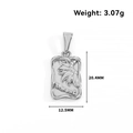 Rectangular silver sunflower pendant with Vincent engraving and stone inlay - Sunflower Relief (DN03) / Steel