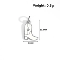 Silver stainless steel cowboy boot pendant with white enamel star for DIY jewelry - Boots-Steel